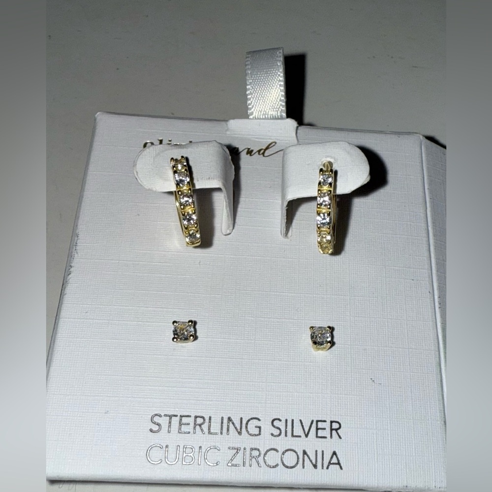 Gold and Sterling Silver Cubic Zirconia Earrings